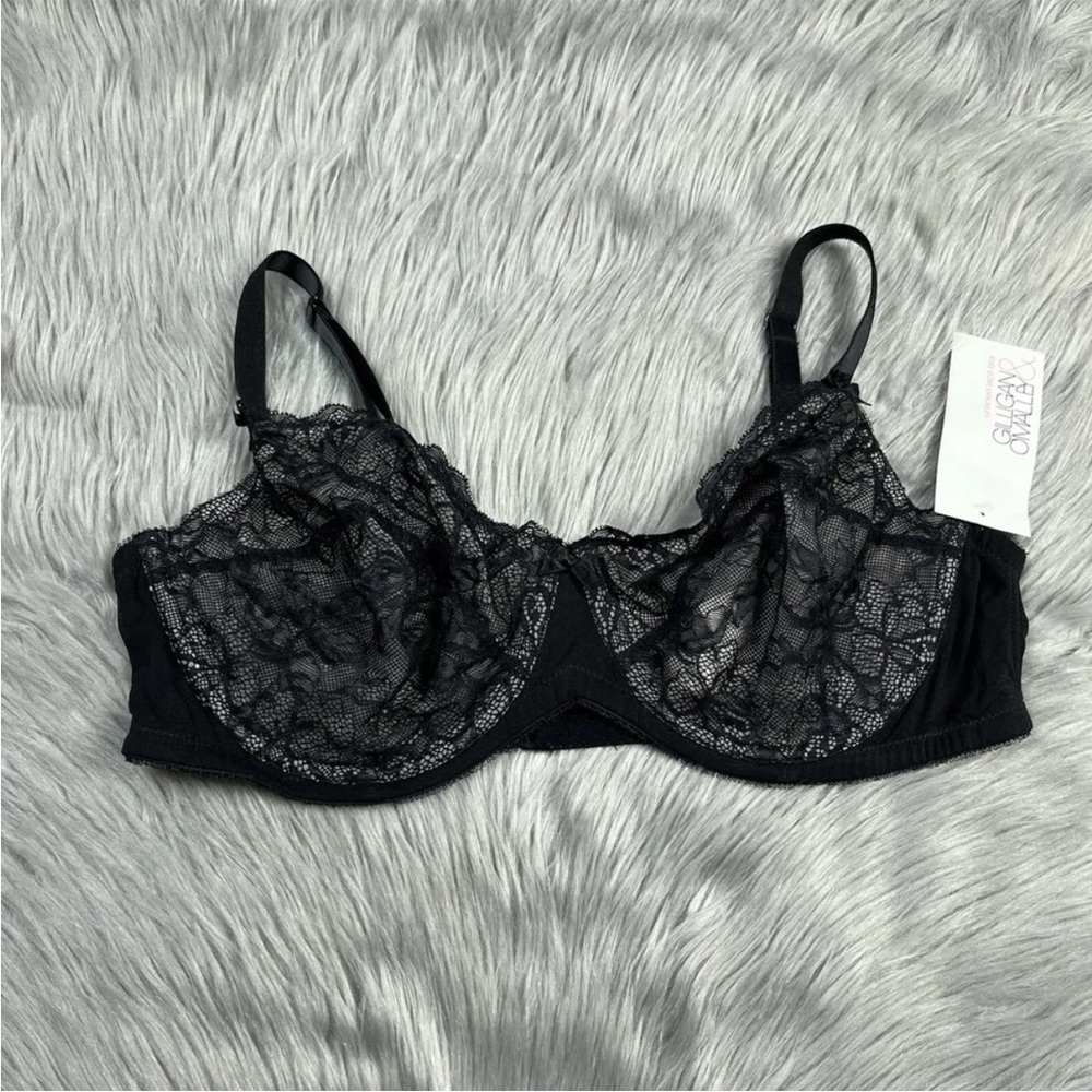 Gilligan O Malley Unlined Lace Bra Black Size 40D